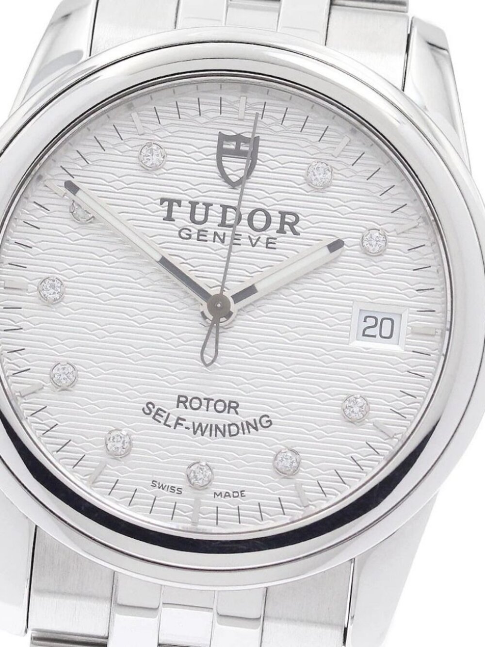 TUDOR Glamour 55000 Date 10P diamond Silver Dial Automatic Men's Watch_966404